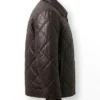 Dark Brown Oversized Quilted Leather Jacket