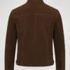 Dark Brown Slim Fit Suede Jacket