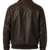 Distressed Bomber Brown Leather Jacket
