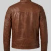 Distressed Cafe Racer Biker Brown Motorcycle Leather Jacket Mens