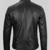 Dodge Black Lambskin Cafe Racer Jacket For Mens
