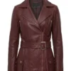 Fashion Asymmetrical Burgundy Real Biker Leather Jacket