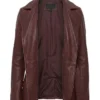 Fashion Asymmetrical Burgundy Real Leather Jacket