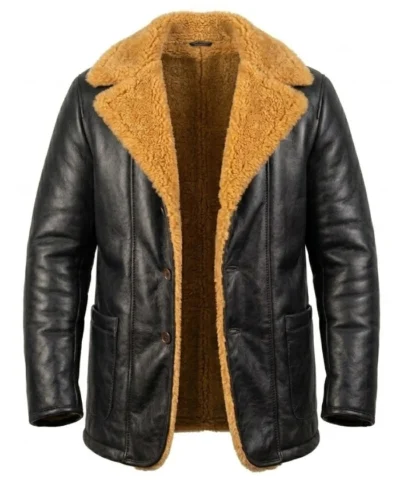 Furlong Black Shearling Leather Coat