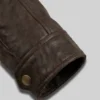 Heritage Brown Leather Multi-Pocket Field Jacket For Mens Close up Cuffs