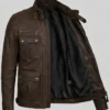 Heritage Brown Leather Multi-Pocket Field Jacket Mens