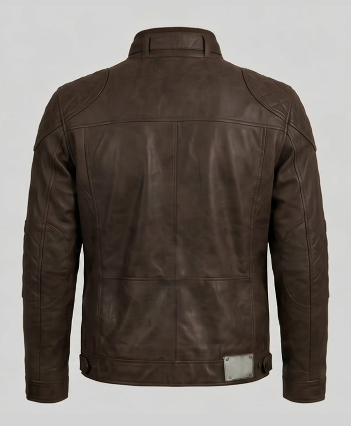 Heritage Brown Leather Multi-Pocket Field Jacket Mens Back