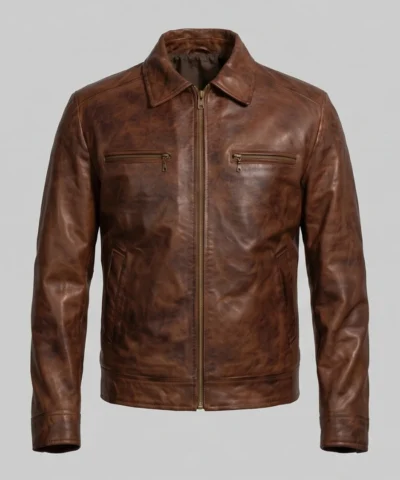 Inferno Brown Leather Jacket For Mens