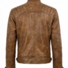 Lambskin Leather Camel Brown Biker Style Jacket For Men