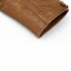 Lambskin Leather Camel Brown Biker Style Jacket For Sleeve Close Up