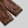 Long Length Waxed Leather Cognac Coat For Women