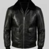 Maurice Black G1 Bomber Leather Jacket For Mens