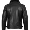 Men B3 Bomber Shearling Lined Black Leather Jacket Back View