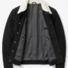 Men Black Suede Shearling Collar Jacket