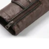 Men Brown Real Cowhide Shearling Aviator Leather Jacket Sleeve Close Up