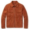Men Brown Suede Trucker Jacket