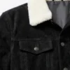 Men Suede Trucker Shearling Collar Jacket