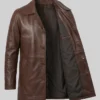 Men Tan Brown Real Lambskin Leather Coat
