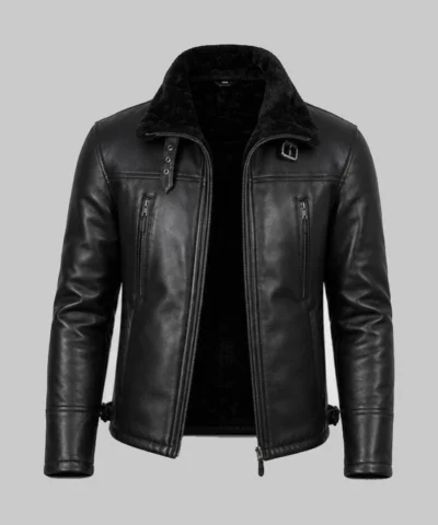 Men's B3 Bomber Shearling Lined Black Sheepskin Leather Jacket