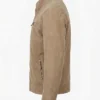 Mens Beige Cafe Racer Suede Jacket