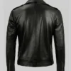 Mens Black Asymmetrical Belted Biker Leather Jacket Negan