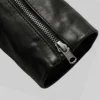 Mens Black Asymmetrical Belted Leather Biker Jacket Negan