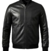 Mens Black Bomber Leather Jacket