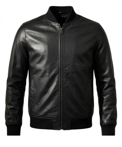 Mens Black Bomber Leather Jacket
