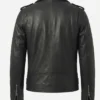 Mens Black Lambskin Asymmetrical Biker Belted Jacket