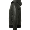 Mens Black Leather Jacket with Hood