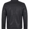 Mens Black Leather Quilted Shoulder Biker Jacket