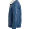 Mens Blue Leather Shearling Jacket