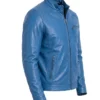 Mens Blue Stand Quilted Jacket