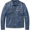 Mens Blue Washed Leather Jacket