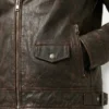 Mens Bramlock Biker Leather Jacket with Detachable Hoodie