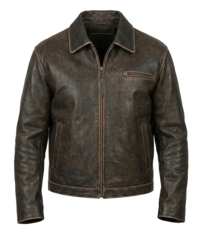 Mens Brown Distressed Leather Jacket