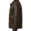 Mens Brown Distressed Trucker Leather Jacket