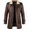 Mens Brown Shearling Leather Aviator Jacket By Real Cowhide