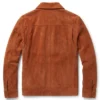 Mens Brown Suede Flap Pockets Trucker Jacket with Shirt Collar