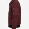 Men’s Burgundy Suede Flight Shearling Jacket For Sale