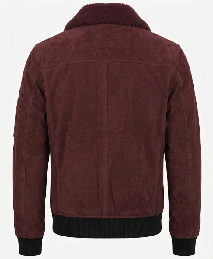 Men’s Burgundy Suede Leather Flight Jacket For Sale