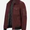 Men’s Burgundy Suede Leather Flight Shearling Jacket