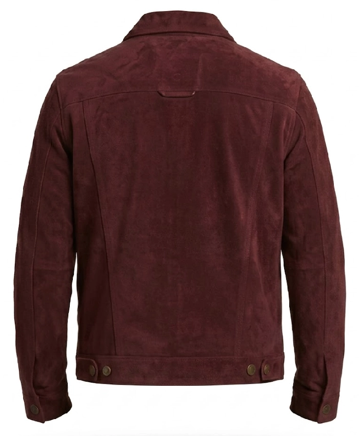 Mens Burgundy Suede Leather Jacket