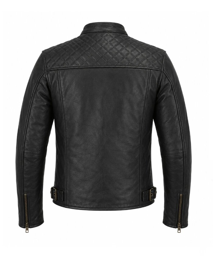 Mens Cafe Racer Black Biker Jacket For Sale