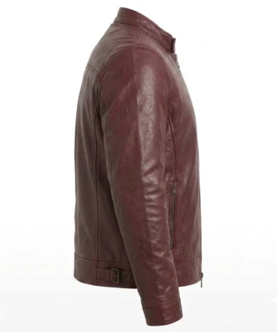 Mens Cafe Racer Genuine Burgundy Jacket