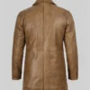 Mens Camel Brown Trench Length Leather Car Coat Winchester