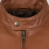 Mens Classic Biker Leather Tan Jacket