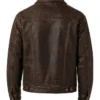 Mens Dark Brown Distressed Leather Jacket
