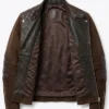 Mens Dark Brown Leather Jacket Cafe Racer Style