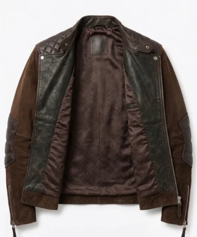 Mens Dark Brown Leather Jacket Cafe Racer Style